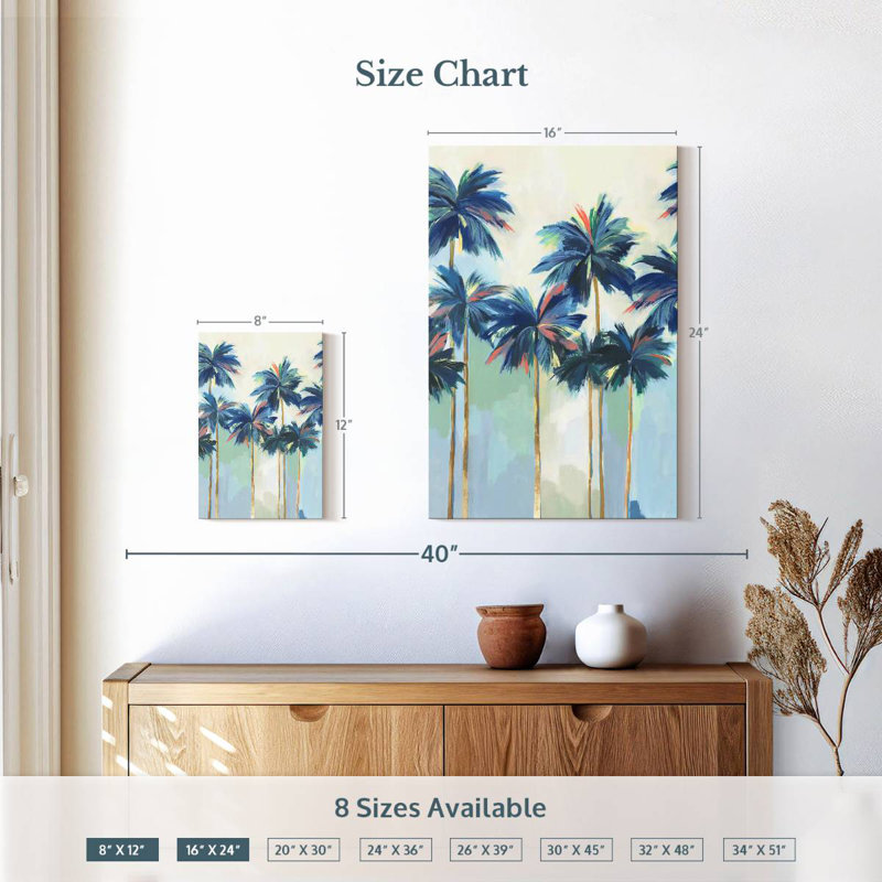 Harnek Sunset Teal Palms I, 12" H x 8" W