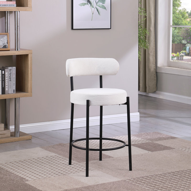 Ensemble de 2 tabourets à hauteur de comptoir, tabourets de bar à hauteur de siège de 26 po à dossier bas avec repose-pieds pour salle à manger, blanc