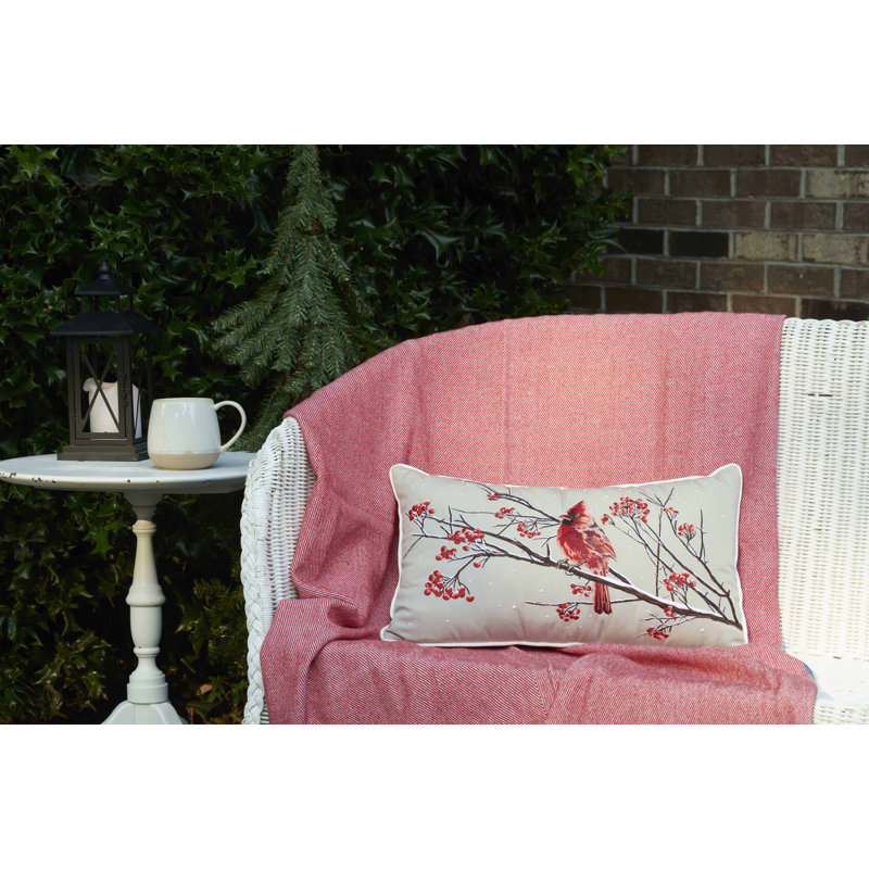 Winterberry Cardinal Lumbar Pillow