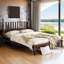 Lit plateforme en bois Afore Queen Size avec tête de lit en forme de gourde, capacité de 227 kg