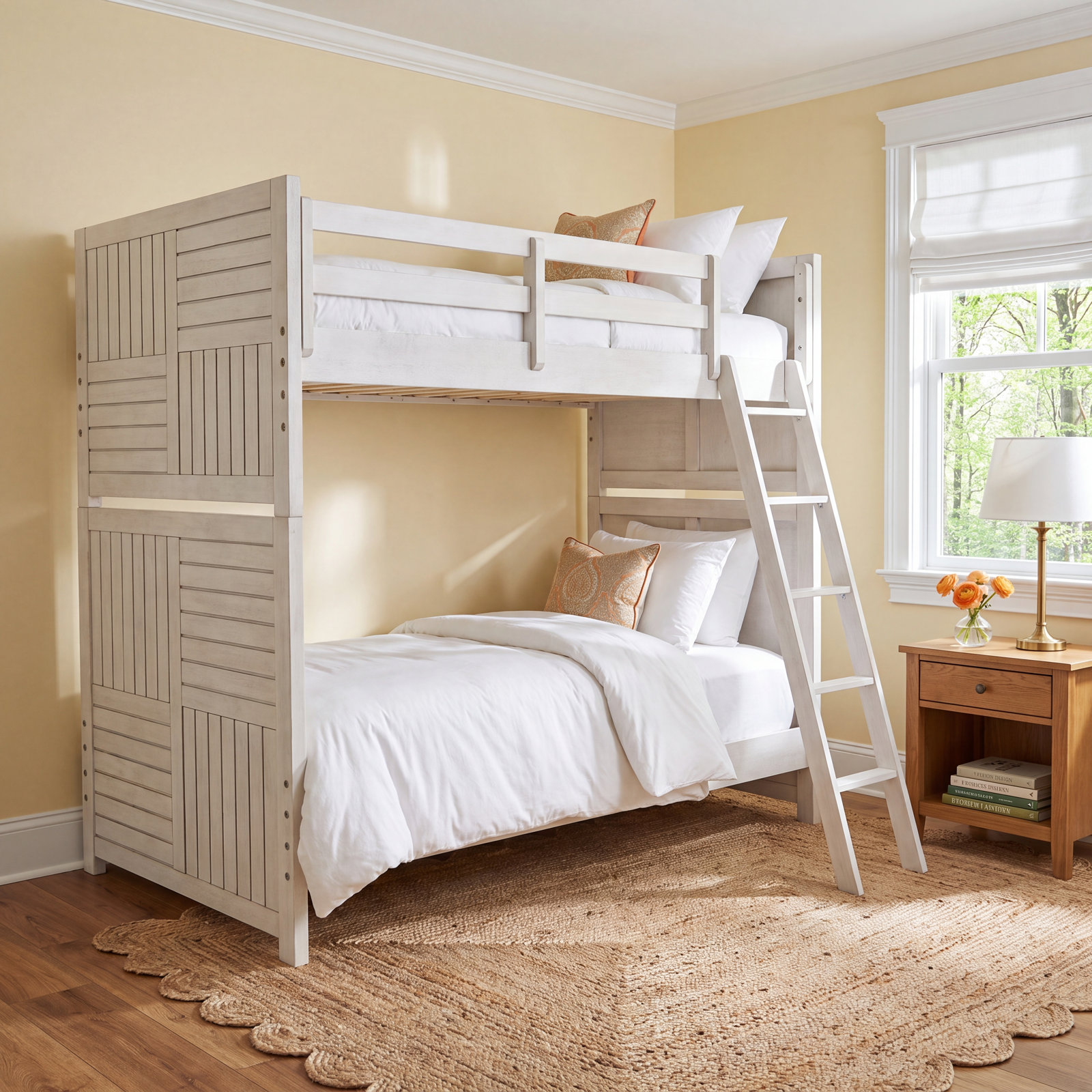 Seychelles Twin over Twin Solid Wood Standard Bunk Bed, White