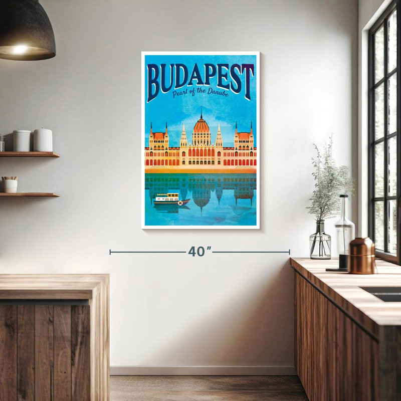 Affiche rétro de Budapest, H 39 po x l 26 po