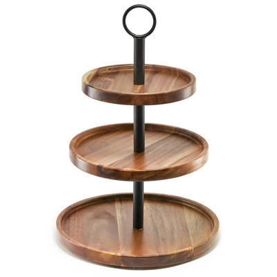 Support à petits gâteaux à 3 niveaux, plateau de service rustique à étages Farmhouse, plateau de service à 3 niveaux pour décor de cuisine de ferme, plateau à dessert en bois pour desserte à thé, plateau décoratif à niveaux.