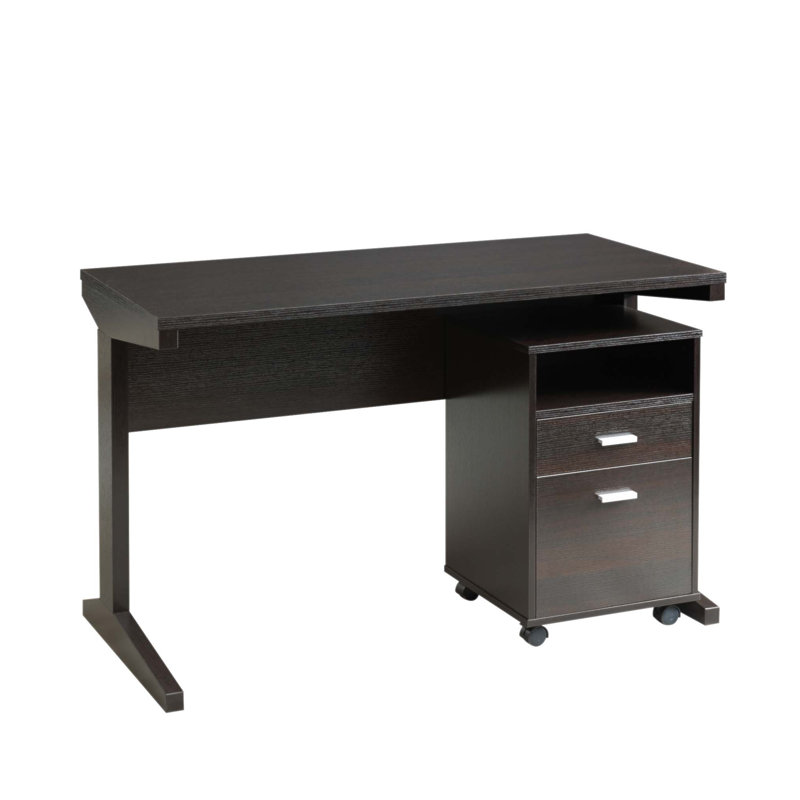 Bureau compact à domicile avec panneau de modestie et classeur amovible sur roulettes verrouillables, idéal pour les espaces de travail efficaces