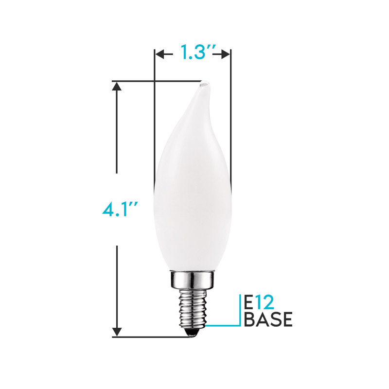 4 ampoules à DEL (intensité équivalente à 40 watts) CA11, intensité variable, culot candélabre blanc chaud (2700K) E12