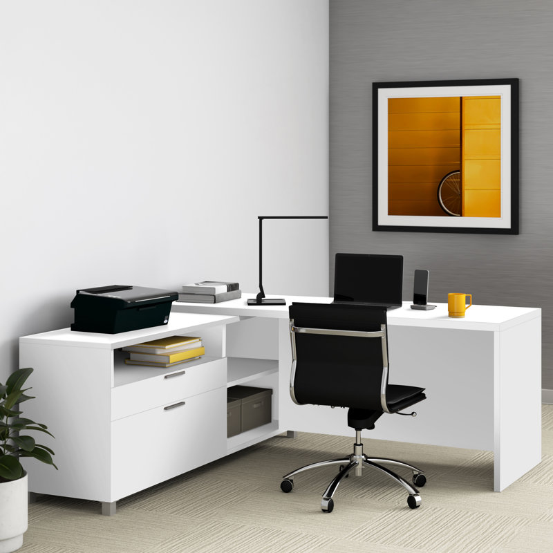 Ornello Reversible 72W L-Shape Executive Desk, White