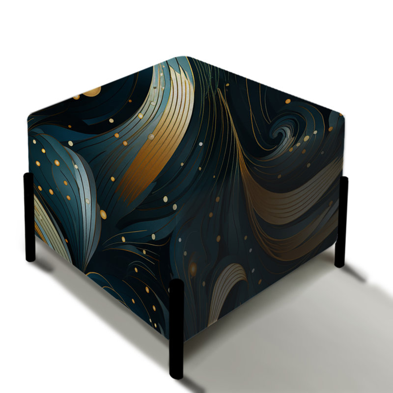 Blue Celestial Geometry Geometric - Geometric Square Ottoman