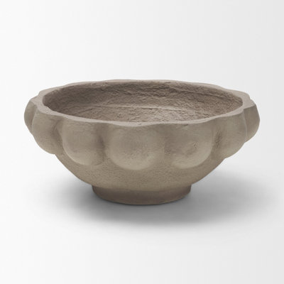 Konya Small Earthen Gray-Brown Dotted Paper Mache Centerpiece Bowl