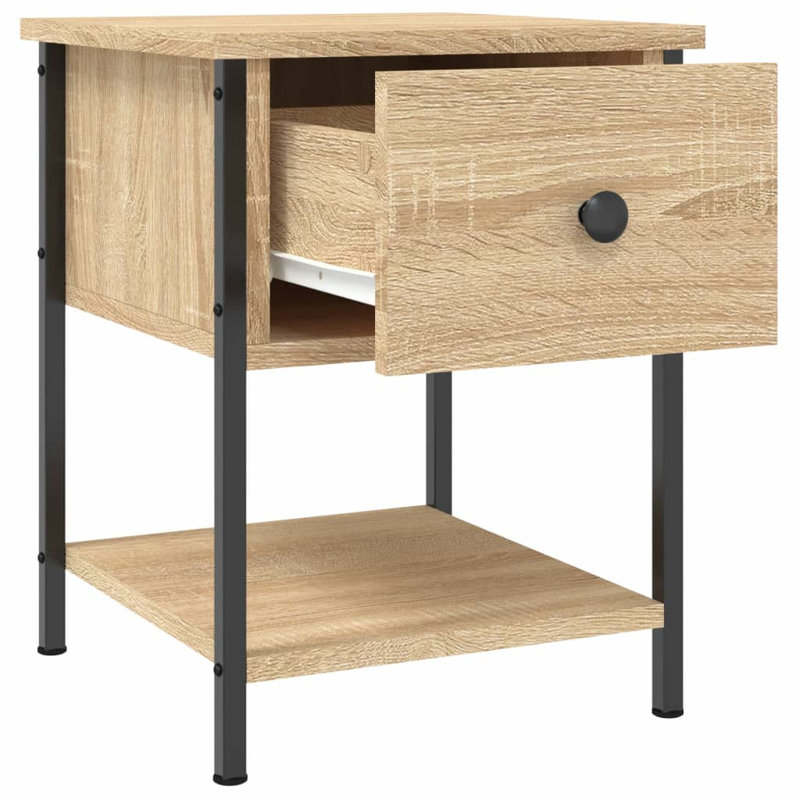 Lympsham 34cm W Iron Bedside Table, Sonama oak