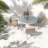 Elegant Wooden Patio Dining Sets, Antique Gray With Cushions For Garden And Backyard