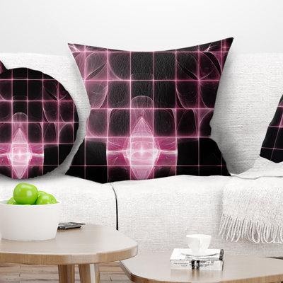 Pink Bat Outline on Radar - Abstract Printed Pillow