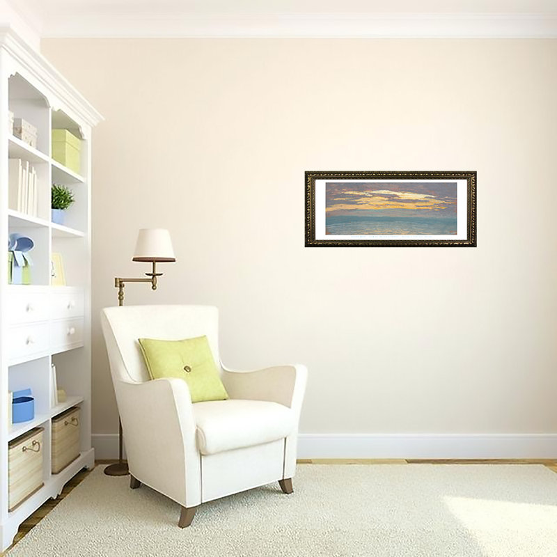 Reproduction d'art encadrée, "Vue de la mer au coucher du soleil" par Claude Monet