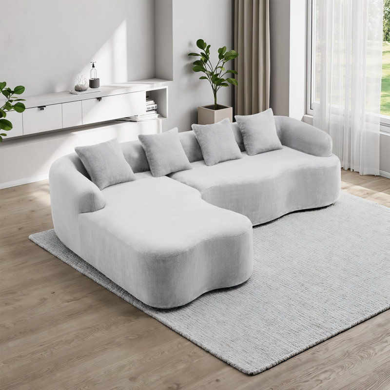 Canapé en chenille de 104 pouces, canapé modulaire en forme de L, canapé à compression en éponge, canapé sans assemblage