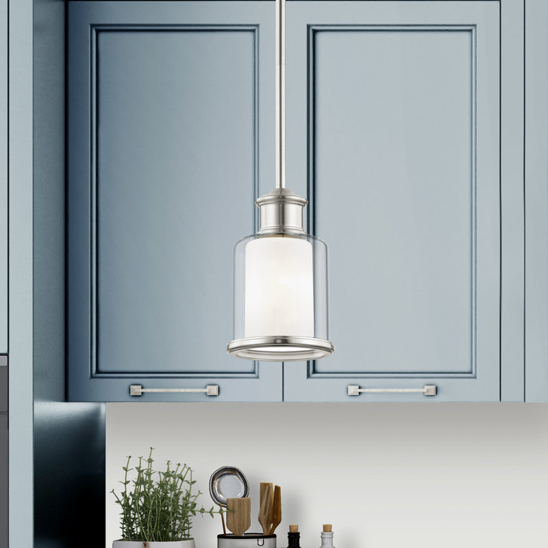 Luminaire suspendu cylindrique à 1 lumière Allysa, Nickel brossé