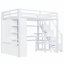 Lit mezzanine double en métal (L 94,8 po x l 56,8 po x H 71,2 po) - aucun sommier requis, tablette à 5 couches et amp; Garde-robe-238918284