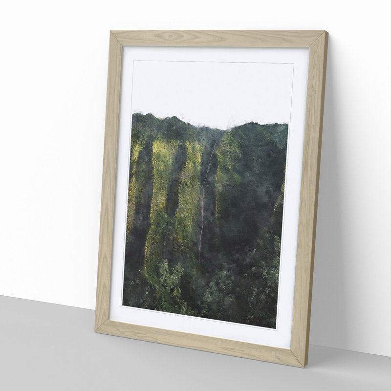 Kauai Waterfall in Hawaii - Framed Print, Oak Framed, 48cm H x 36cm W x 2cm D