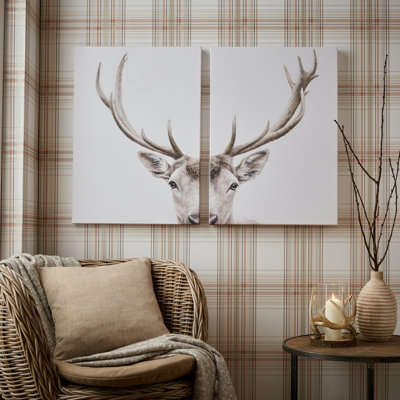 Art for the Home Regal Stag Set of 2 Printed Canvas