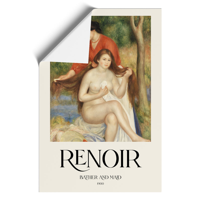 Bather And Maid by Pierre-Auguste Renoir - No Frame Painting, 59cm H x 42cm W x 0.1cm D