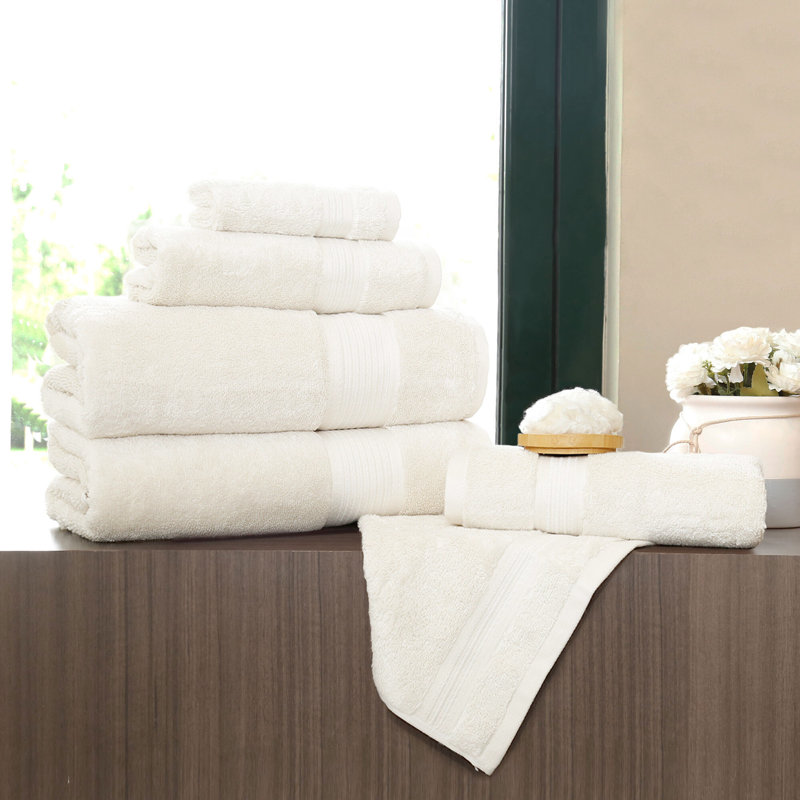 Ensemble de salle de bain en coton modal 6 pièces blanc frais