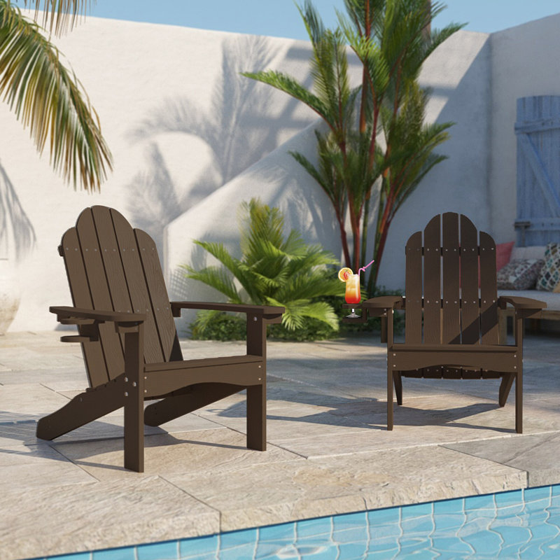 Hackneyville Outdoor Adirondack Chair, Coffee Brown