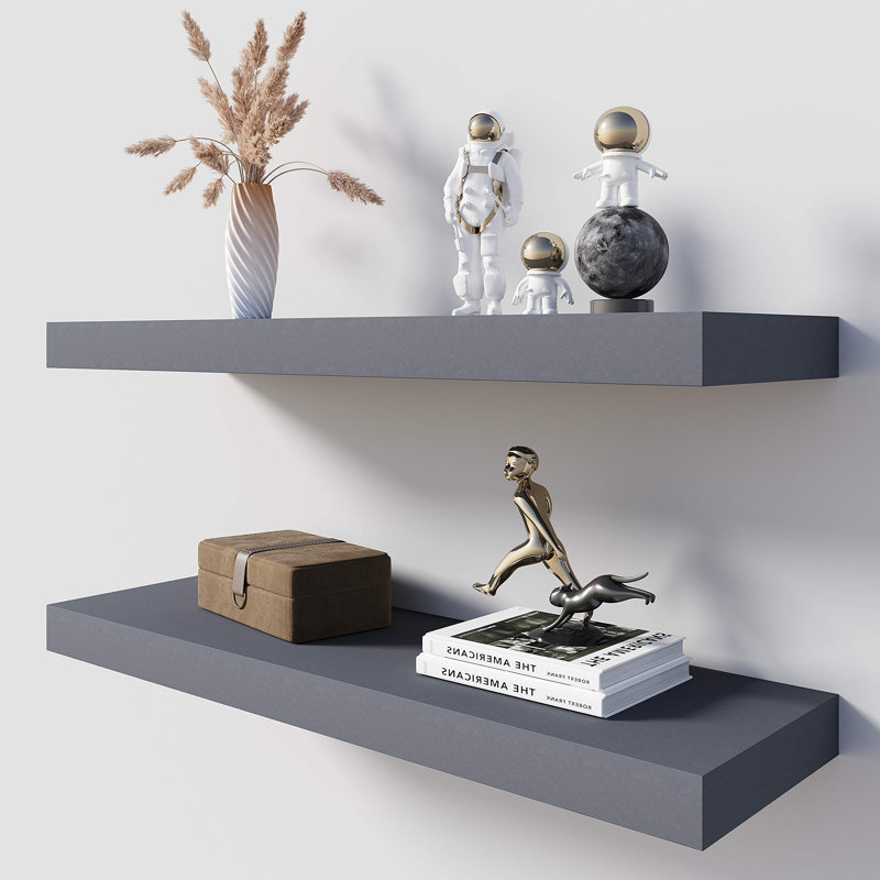 Beira 2 Piece Floating Shelf, Dark Gray