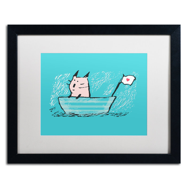« marin chat » par carla martell, art encadré, Blanc, H 16 po x l 20 po