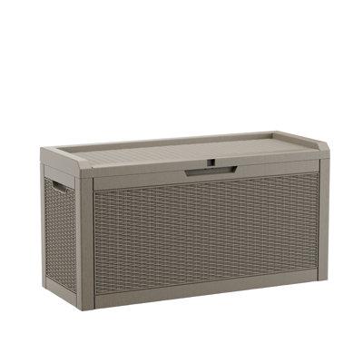 41.95"W 60 Gallon Waterproof Resin Lockable Deck Box(Light Brown/Gray)