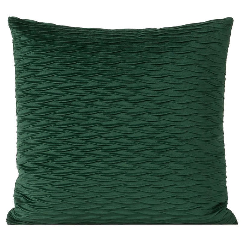 Fluctuate Pleated Velvet Throw Pillow, 29" x 29", Emerald