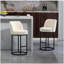 Ensemble de 2 tabourets de bar à hauteur de comptoir, tabourets de bar moderne avec dossier, tabourets de bar rembourrés en lin pour îlot de cuisine