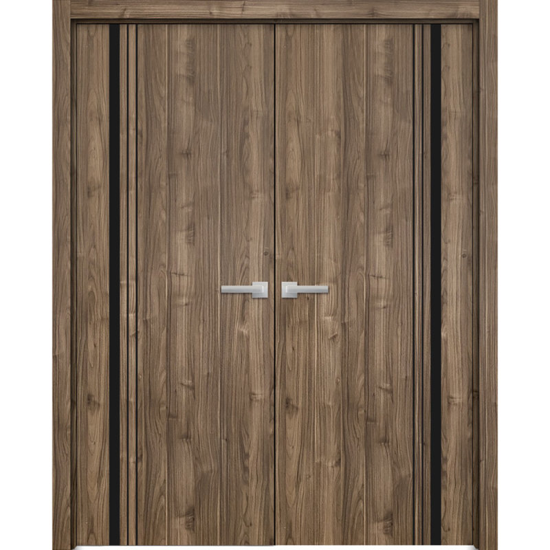 Portes françaises en bois massif massif, Noyer, 36 po x 96 po