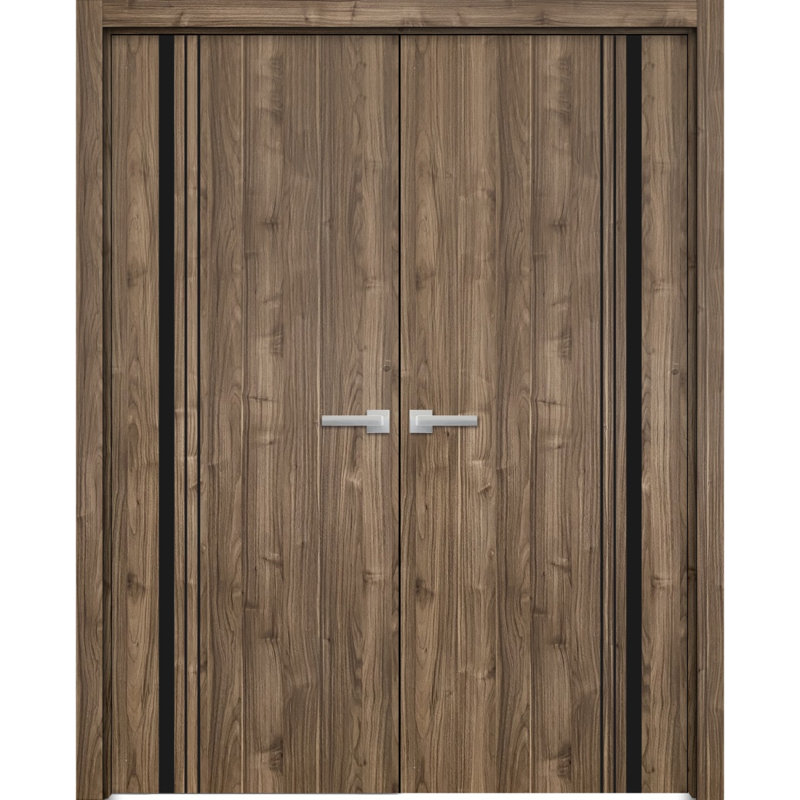 Portes françaises en bois massif massif, Noyer, 56 po x 80 po