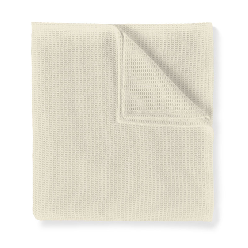 Luxurious Twin White Waffle Weave Cotton Throw Blanket