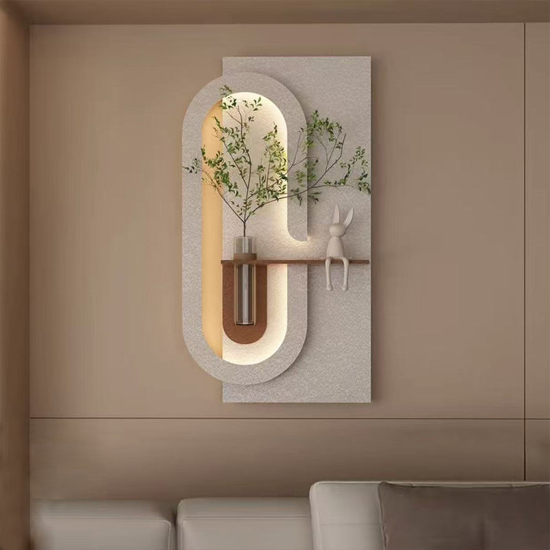 Art mural 3D en grès avec pot de fleurs hydroponique - décoration de vestibule / salon, H 62,99 po x l 31,5 po