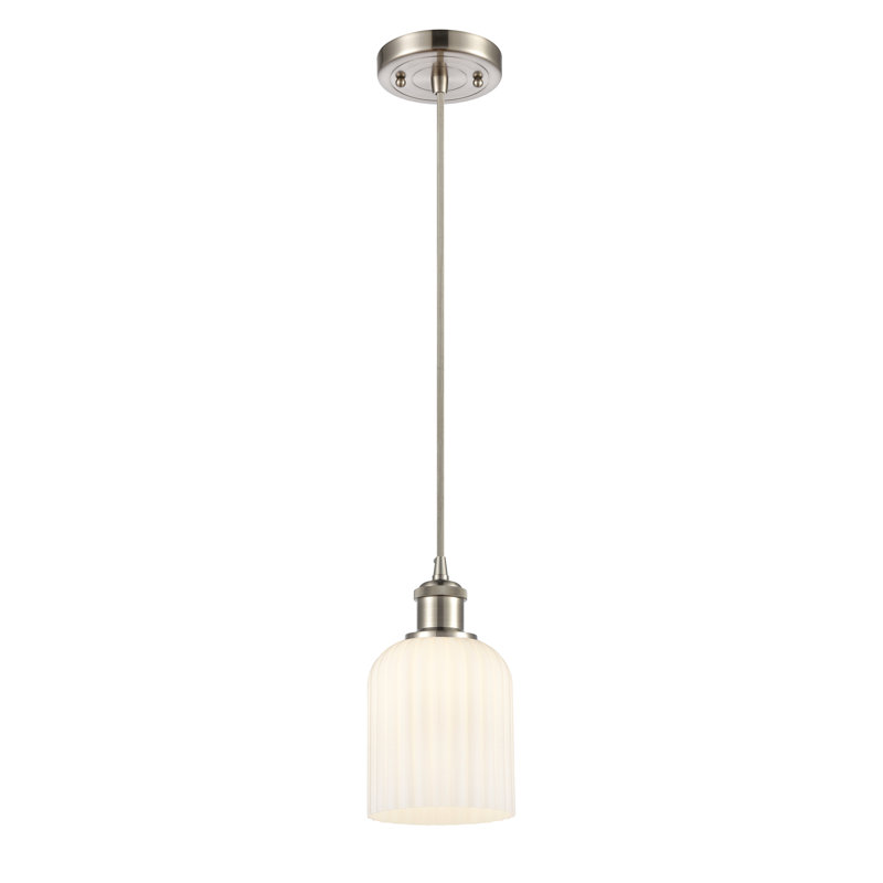 Luminaire suspendu 1 lumière Aalina, Nickel satiné, Granuleux