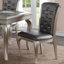 2 chaises de salle à manger en similicuir gris, garniture argent antique, coussins de siège, 2 pièces de style traditionnel, formelle classique Pu pour la maison