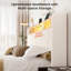 Lit tapissier avec tête de lit avec base de lit plateforme très grand avec tiroirs de rangement et DEL, blanc-279622067