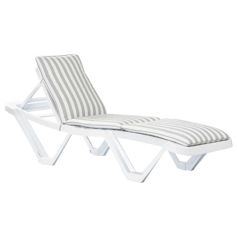 188cm Long Reclining Single Chaise with Cushions, Grey