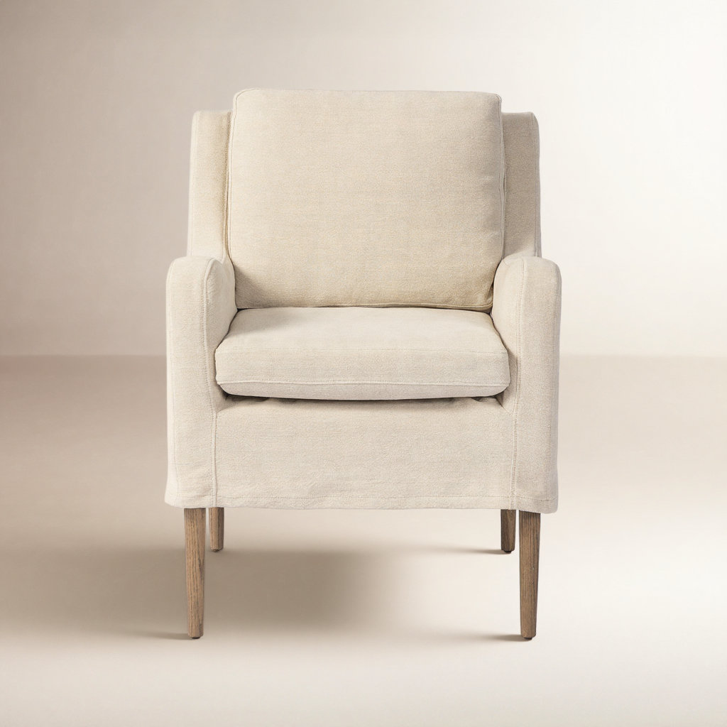 Aurelia Linen Oak Armchair, Cream