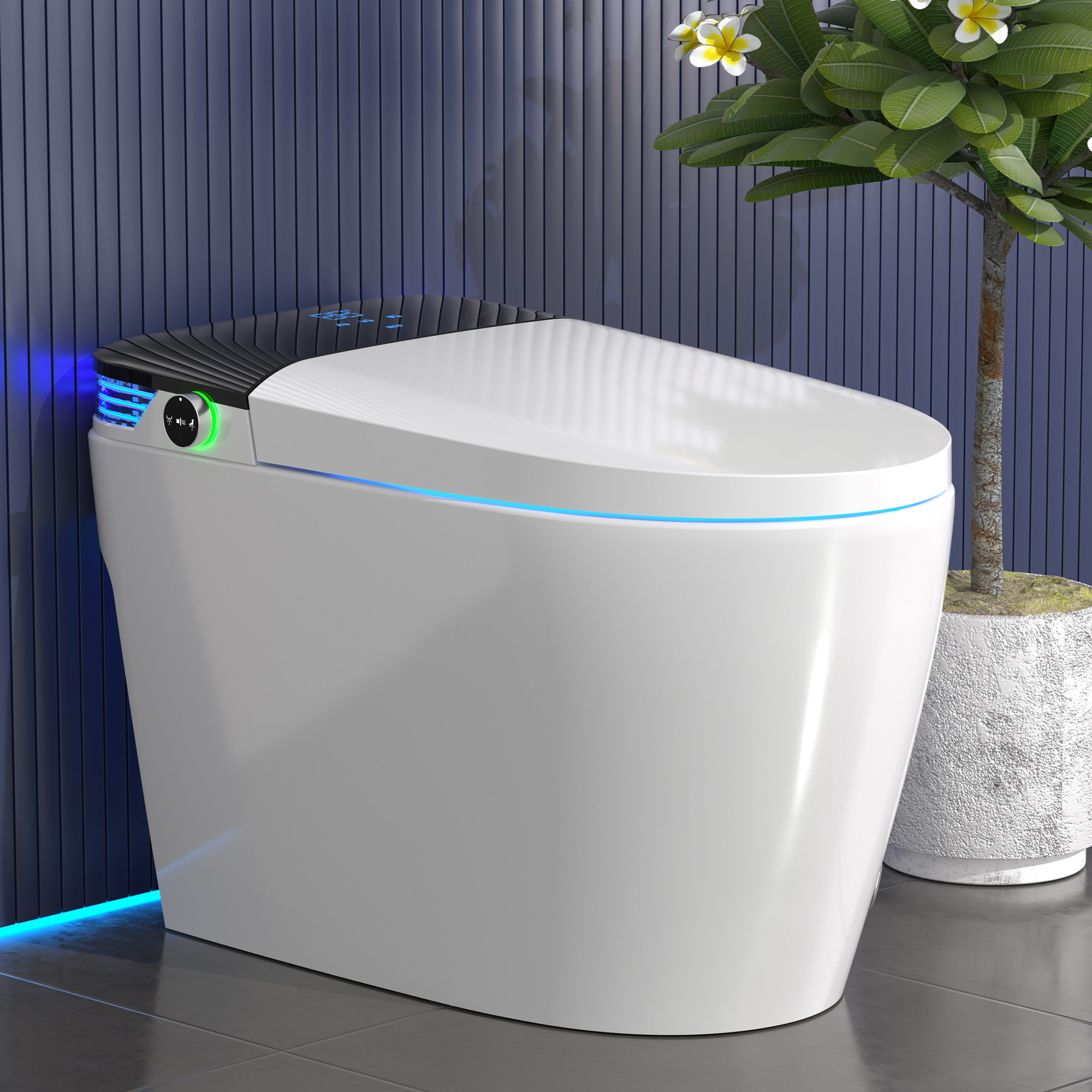 BCAN Smart Toilet with Tankless Bidet Wash, Auto Open Lid, 1.28 Gallons  Auto Dual Flush, Heat Seat, Warm Wash/Dryer, Soft Closing, Remote Control \u0026  Reviews | Wayfair, image size:2000x2000