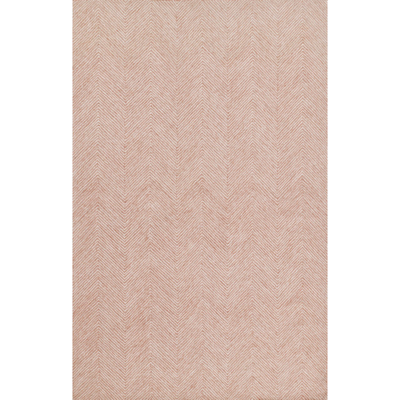 Charles Hand Tufted Wool Zig Zag Area Rug in Pink, Rectangle 2' x 3'