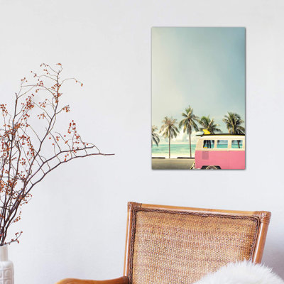 Surf Bus Pink - Wrapped Canvas Print