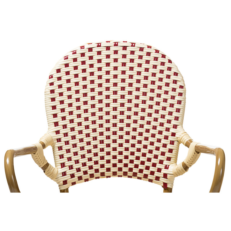 Chaise de patio empilable Bhrianna, Brun / beige / rouge