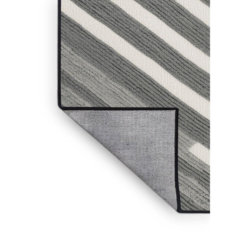  Tapis rayé gris et blanc lavable, Tapis de couloir 2 pi x 5 pi
