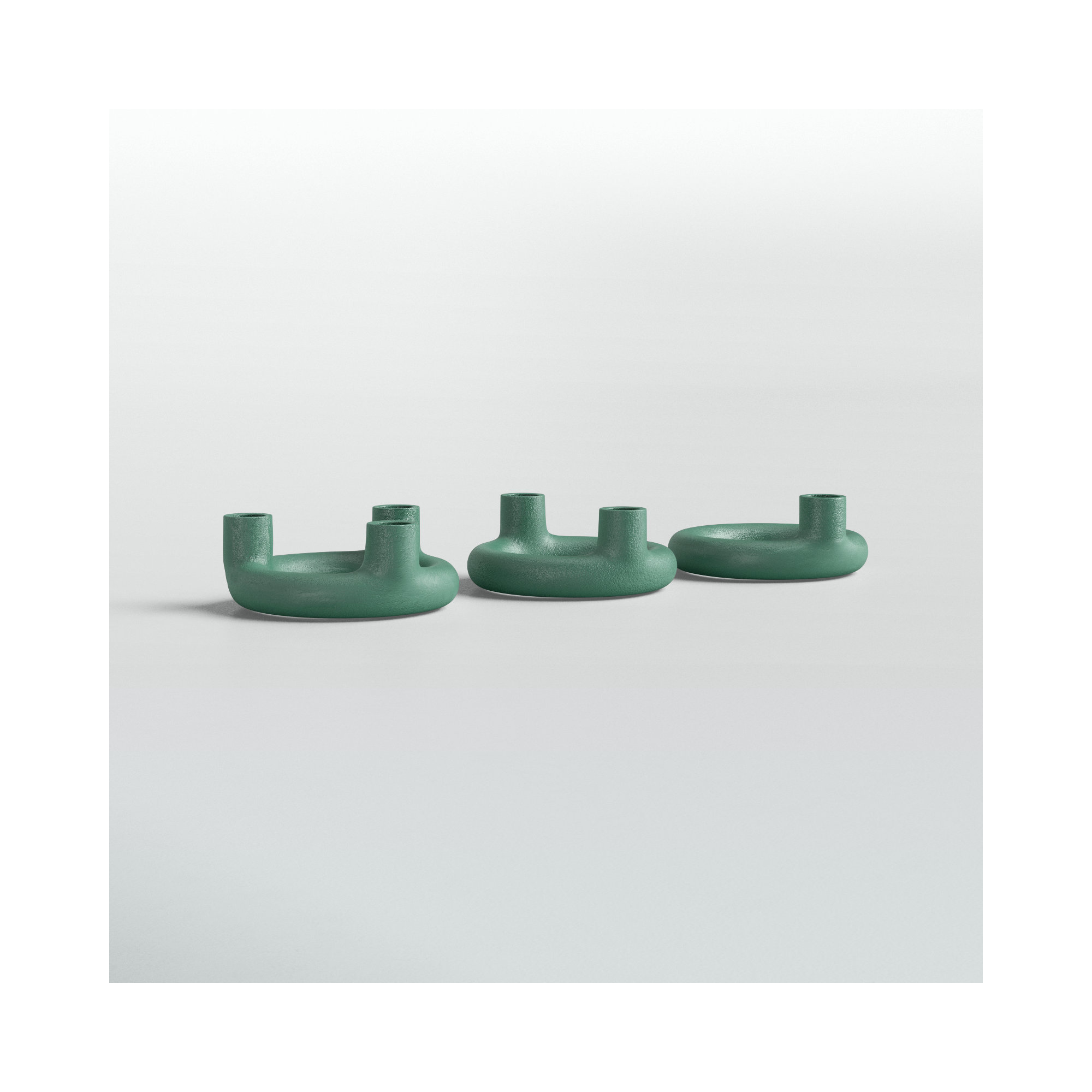 Ashlyn 3 Piece Aluminum Tabletop Candlestick Set, Green