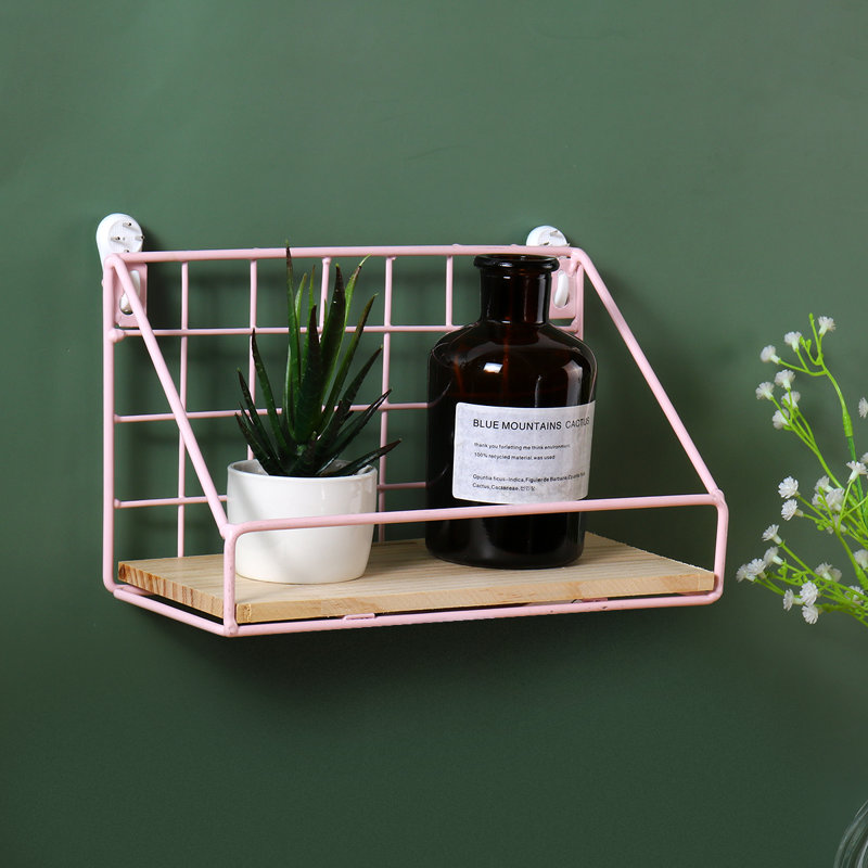 Triangle Bracket Shelf with Live Edge, Pink