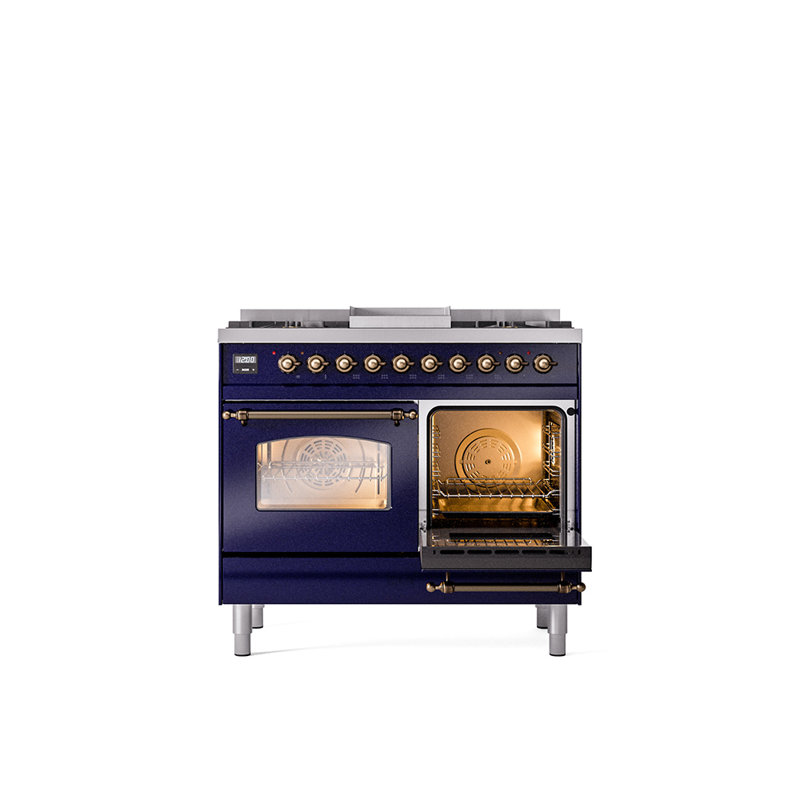 ILVE Nostalgie II 40 in Dual Fuel Range, Liquid Propane, Midnight Blue/Bronze