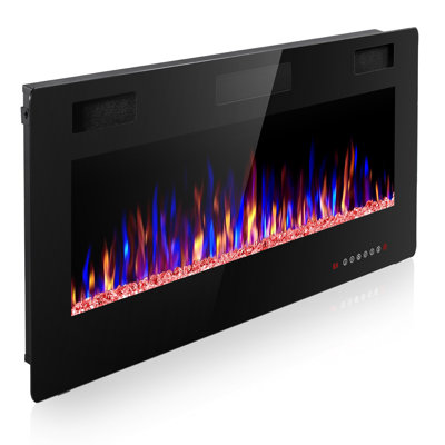 Recessed & Wall Mounted Electric Fireplace With Remote Control & Adjustable Flame