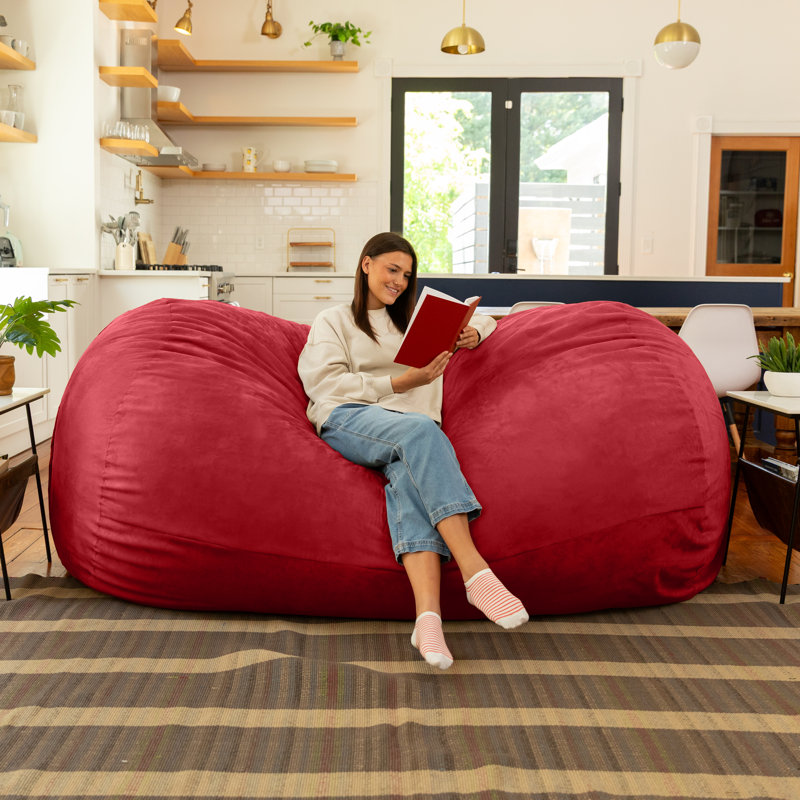 7 Foot Giant Bean Bag Sofa, Cinnabar Microsuede