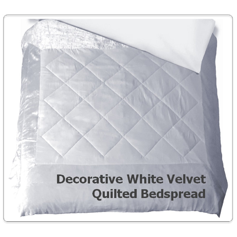 Nicolle Velvet Oxford Decorative Quilted Bedspread, White