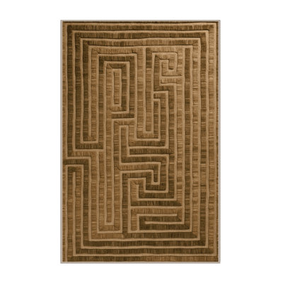 Machine Washable Botanical Brown Area Rug
